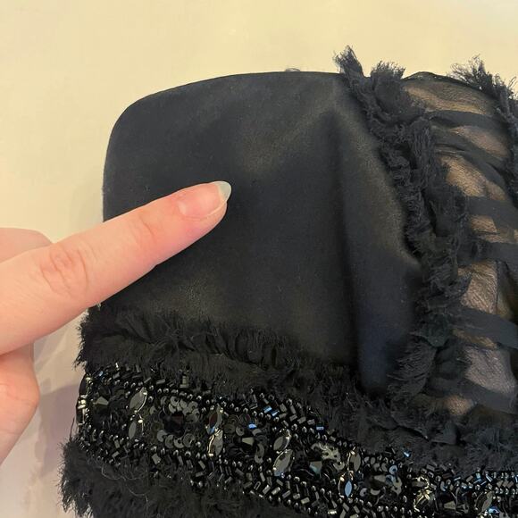 Vintage Y2K Badgley Mischka Strapless Cocktail Dress 2 Black Silk LBD Semi Forma - Picture 14 of 16